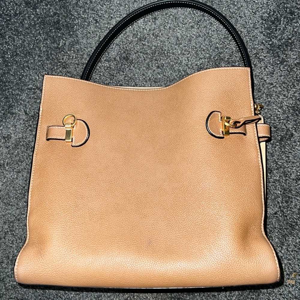 Tory Burch Brown Leather Shoulder Bag with Black Handles - Picture 9 of 16